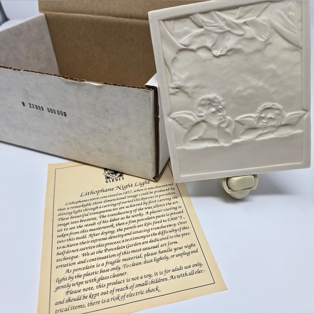 "Porcelain Garden Lithophane Night Light" featuring Raphael's Angels